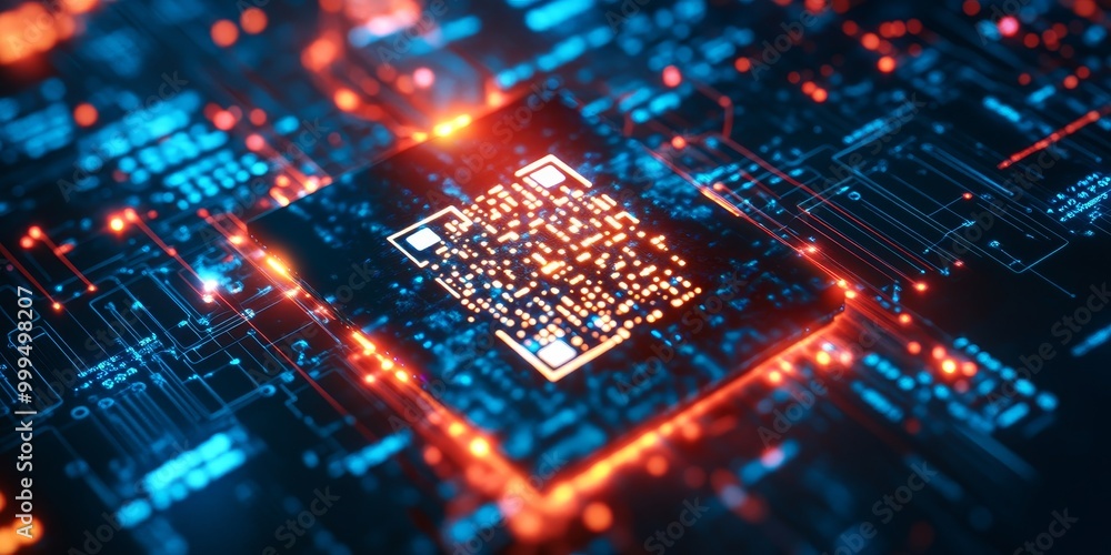 Detailed view of a digital ID card, with visible QR code and encryption elements, safeguarding personal information in the digital world. Detailed view of a digital ID card, with visible QR code and encryption elements, safeguarding personal information in the digital world.