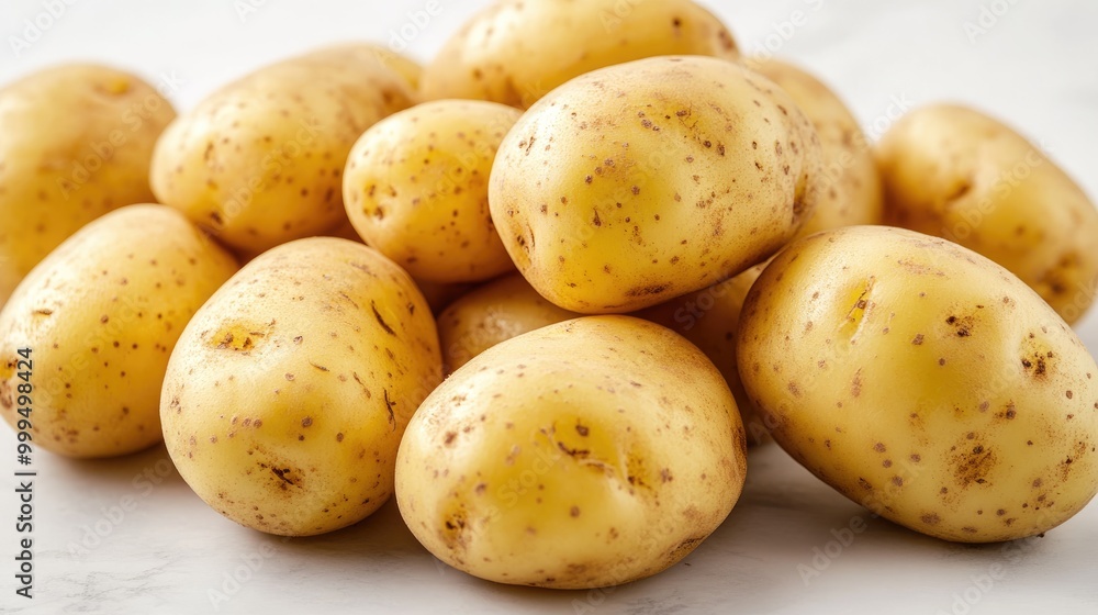 Whole washed organic floury potatoes on a neutral background A concept showcasing healthy vegetarian cuisine Whole washed organic floury potatoes on a neutral background A concept showcasing healthy vegetarian cuisine
