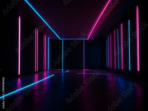 Wallpaper Mural A room with a wall of neon lights Torontodigital.ca