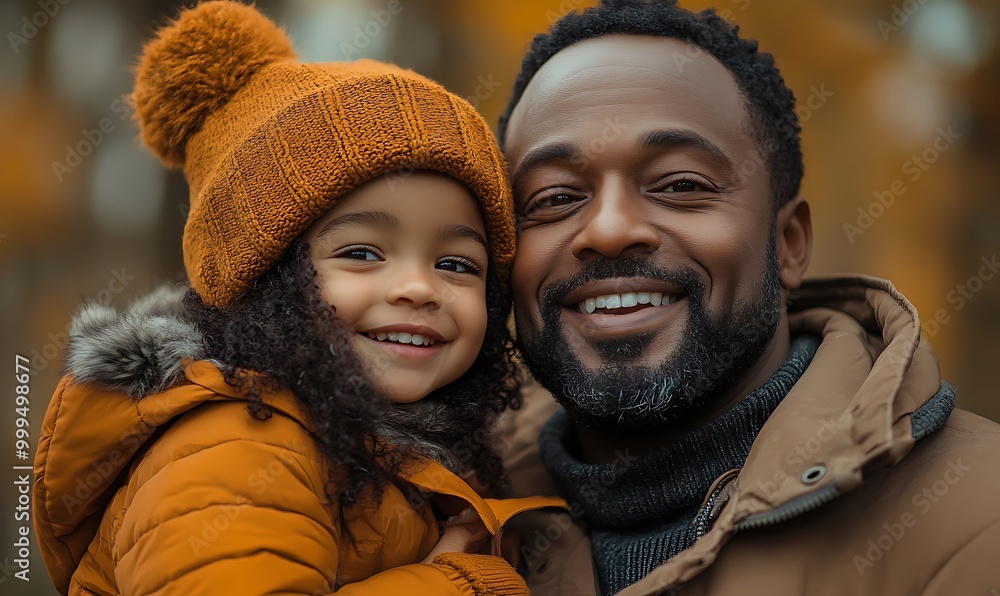 Happy black african american disabled father in a wheelchair with daughter. Candid dad and child bonding in a nature. Father's Day concept banner. Interracial diverse family. AI generated Happy black african american disabled father in a wheelchair with daughter. Candid dad and child bonding in a nature. Father's Day concept banner. Interracial diverse family. AI generated