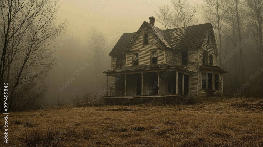Obraz premium Eerie ghostly appearance of a deserted house