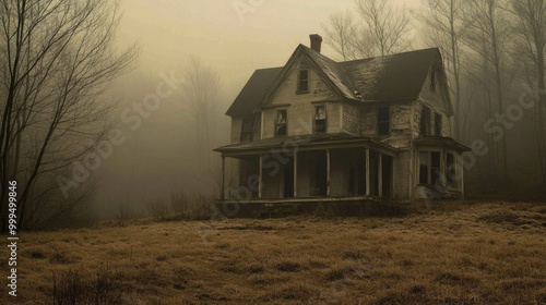 Eerie ghostly appearance of a deserted house