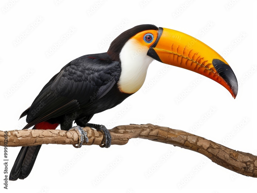 Obraz premium A Colorful Toucan on a Branch Isolated On White