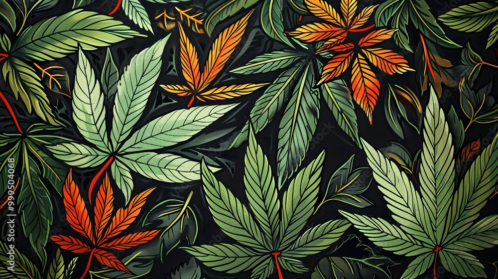 Seamless cannabis pattern for wallpaper design Seamless cannabis pattern for wallpaper design