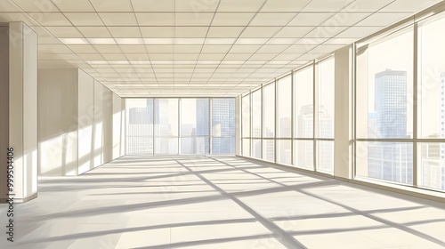 Empty floors and office buildings in the financial center. 