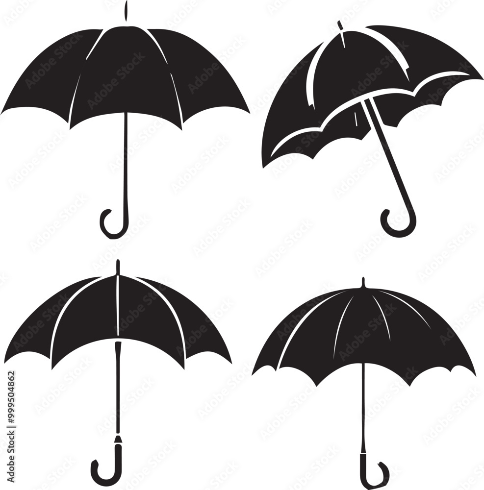 silhouette of clean vector umbrella isolated on white background silhouette of clean vector umbrella isolated on white background