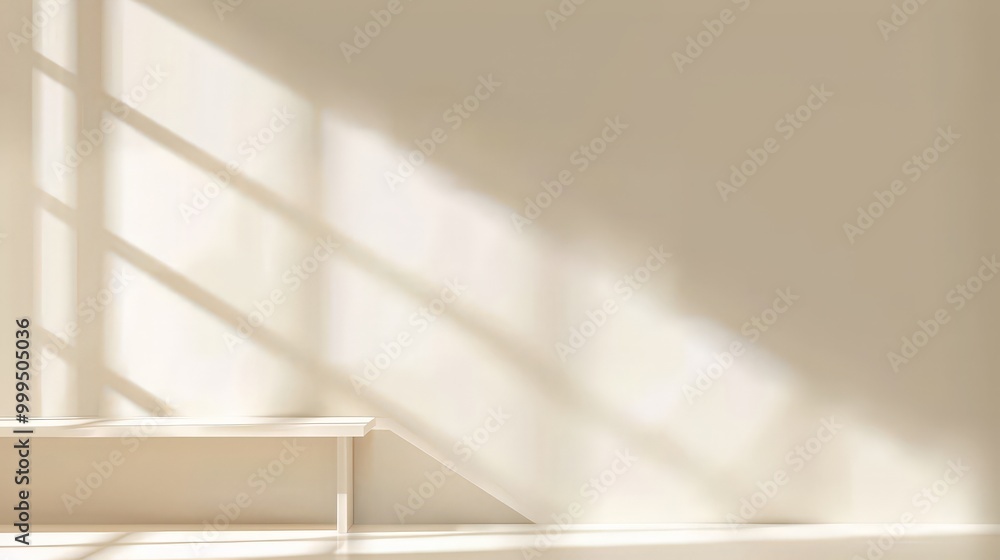 Fototapeta premium Minimalist White Wall with Sunlight