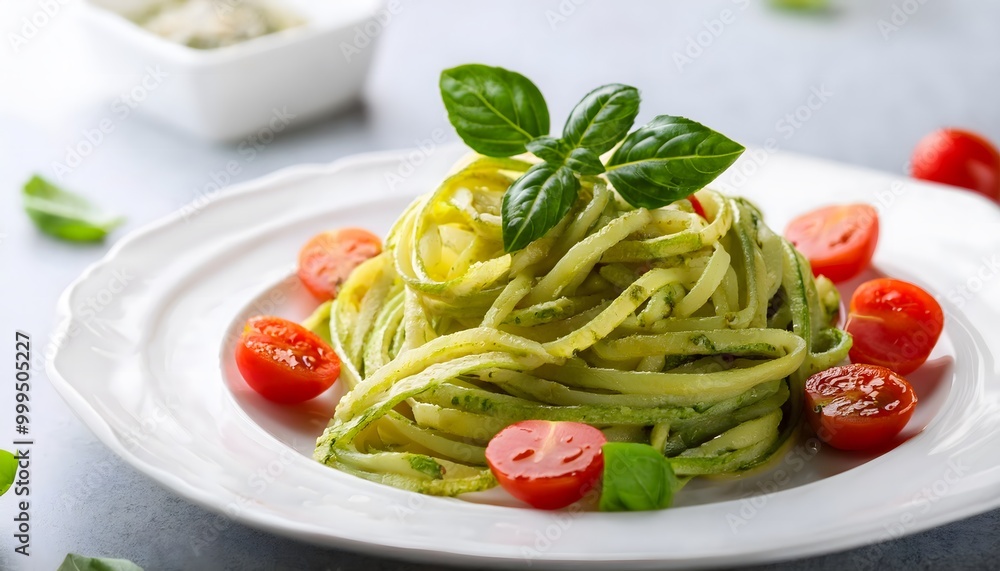 Zucchini Noodles with Pesto and Cherry Tomatoes Zucchini Noodles with Pesto and Cherry Tomatoes