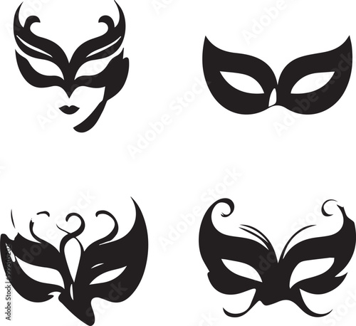 silhouette of clean vector mask isolated on white background	