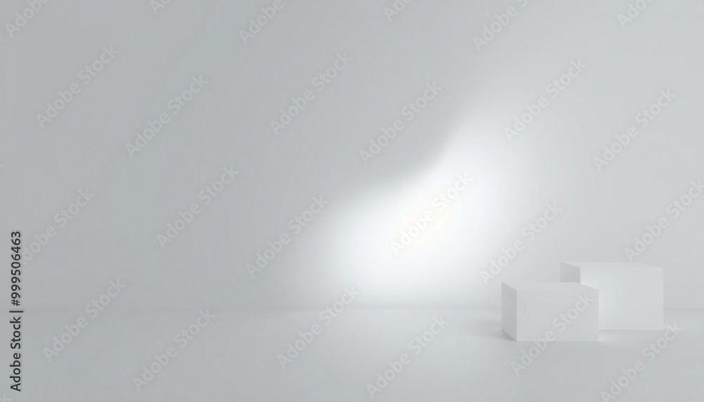 Two white square podiums on a white background. Two white square podiums on a white background.