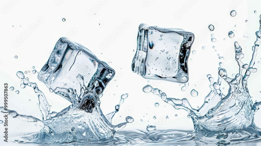Ice Cube Splash Isolated On White