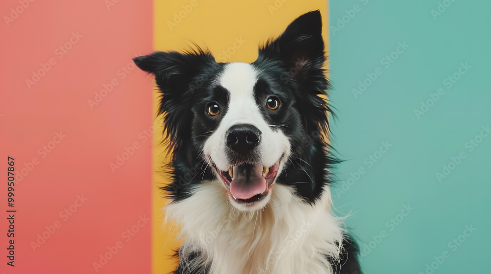 Portrait of a border collie dog on a colored background. Neural network AI generated art Portrait of a border collie dog on a colored background. Neural network AI generated art