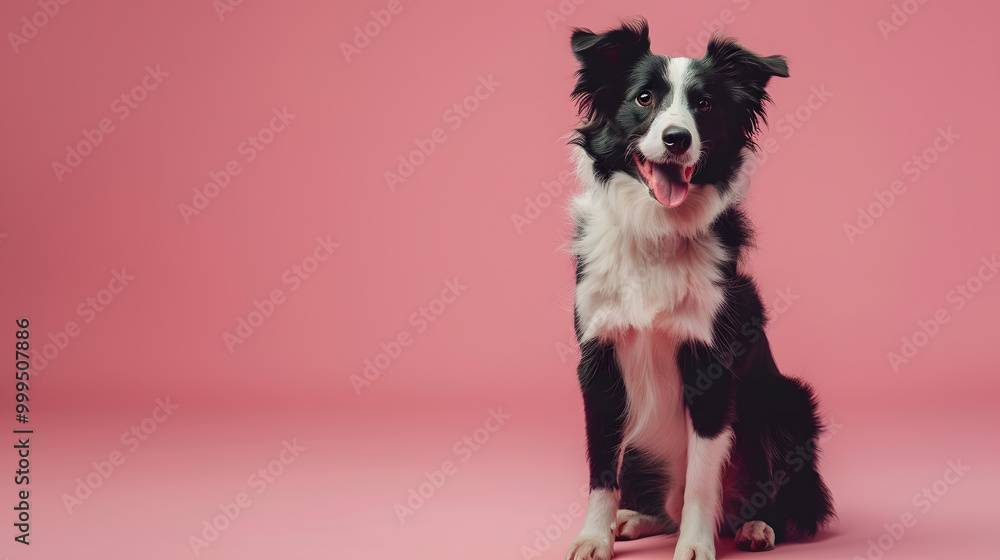 Fototapeta premium Portrait of a border collie dog on a colored background. Neural network AI generated art