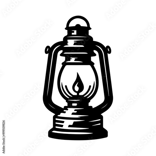 vintage oil lantern or kerosene lamp vector.
