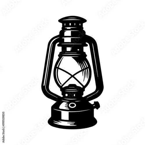 vintage oil lantern or kerosene lamp vector.