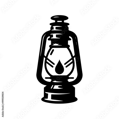 vintage oil lantern or kerosene lamp vector.