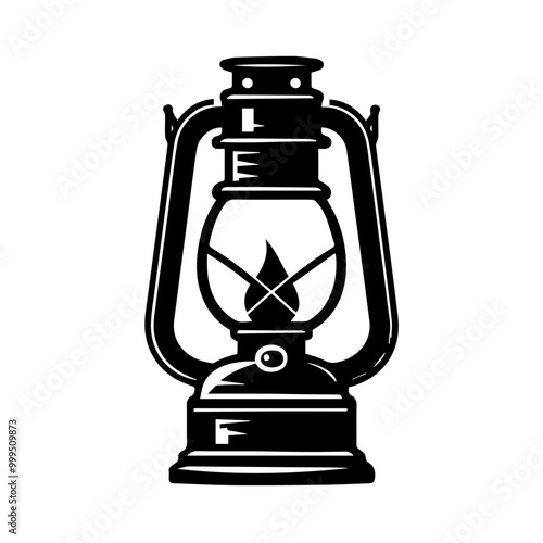 vintage oil lantern or kerosene lamp vector.