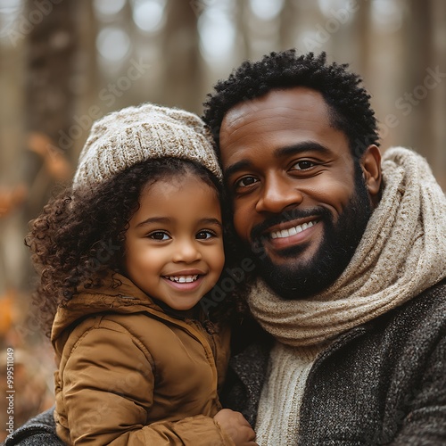  Happy black african american disabled father in a wheelchair with daughter. Candid dad and child bonding in a nature. Father's Day concept banner. Interracial diverse family. AI generated 