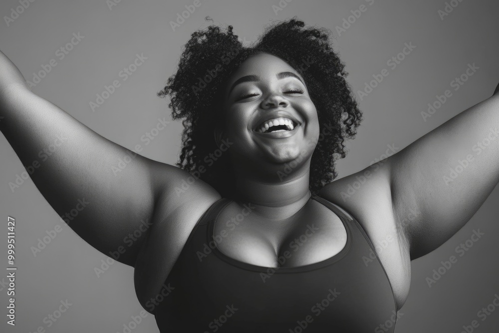 Woman raising arms Woman raising arms