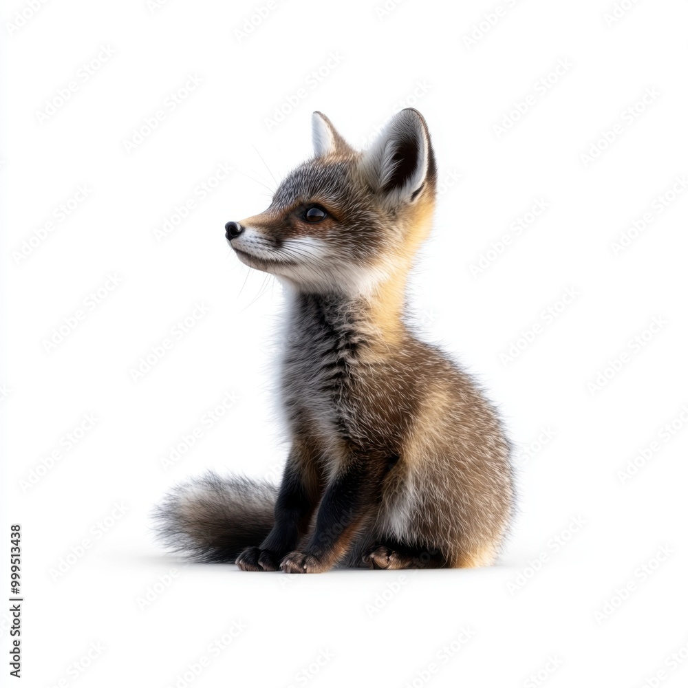 Cute Bat Eared Fox Portrait on White Background Cute Bat Eared Fox Portrait on White Background