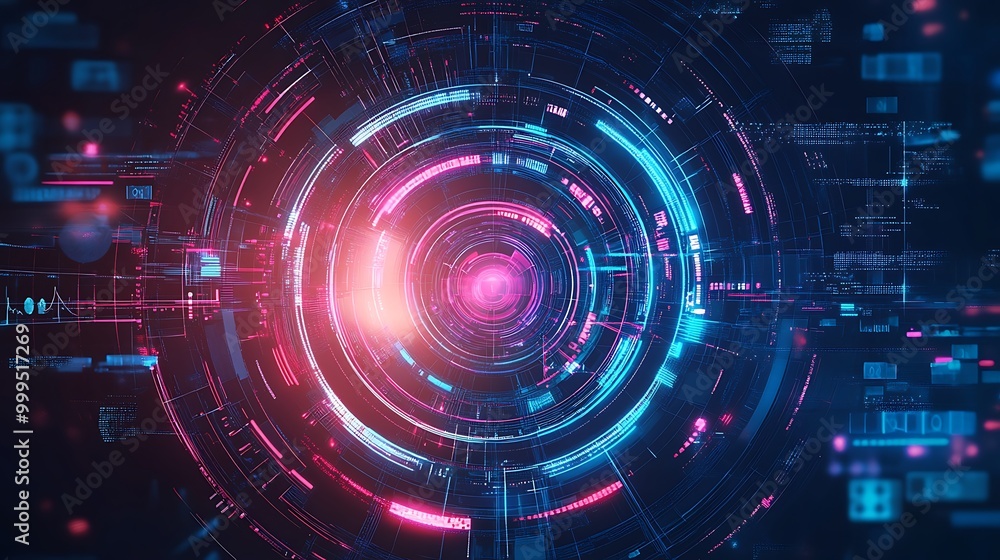 Abstract futuristic technology background with glowing circles and lines. Abstract futuristic technology background with glowing circles and lines.