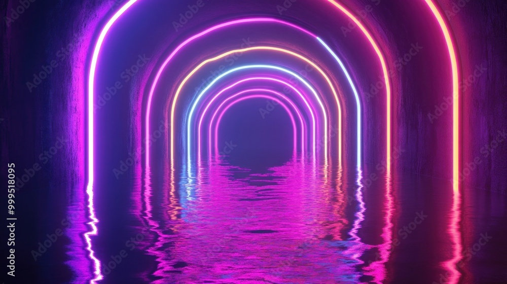 Neon Archway Reflecting in Water Neon Archway Reflecting in Water