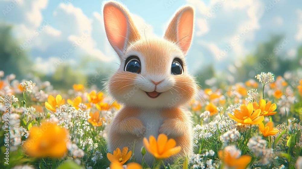 Rabbit in Flower Field Rabbit in Flower Field