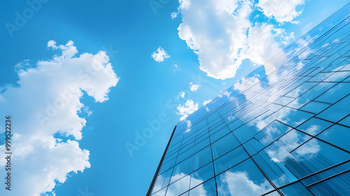 Timelapse stock footage of clouds and blue sky with office building, Tokyo, Japan hyper realistic photo