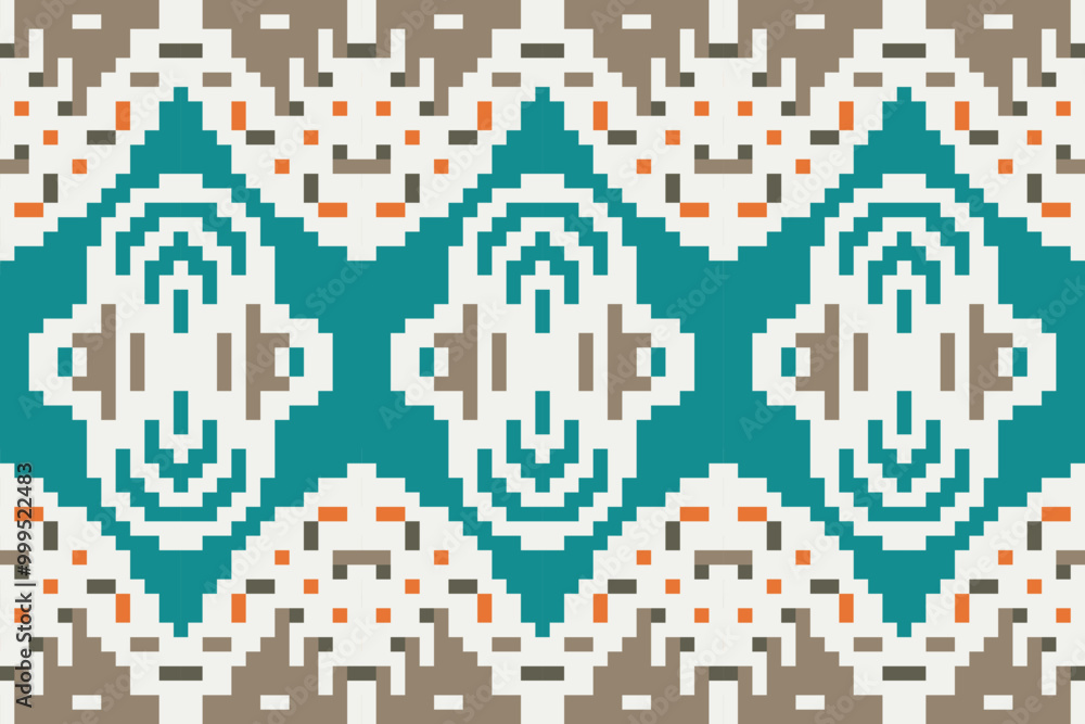 Fototapeta premium Knit Arabic Geometric Pattern Wallpaperfolk Embroidery, Aztec Geometric Ornament Print. Design for Carpet, Wallpaper, Clothing, Wrapping, Fabric