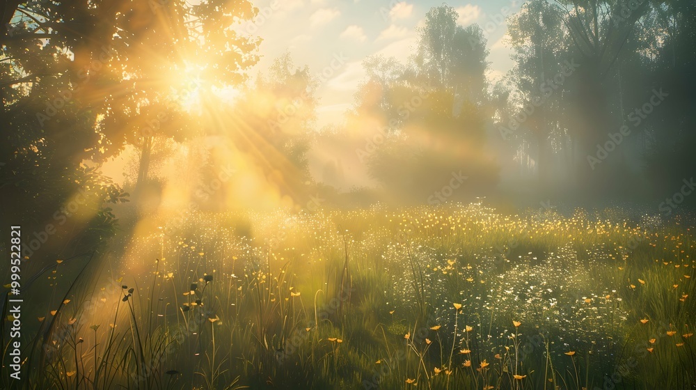 Naklejka premium sunny morning , beautiful landscape