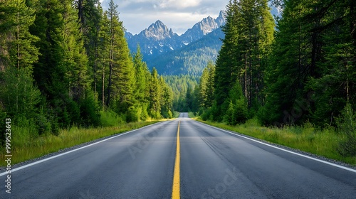 Mountain Road Through Evergreen Forest