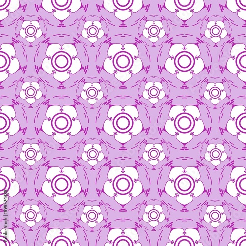 seamless pattern with white flowers on purple background