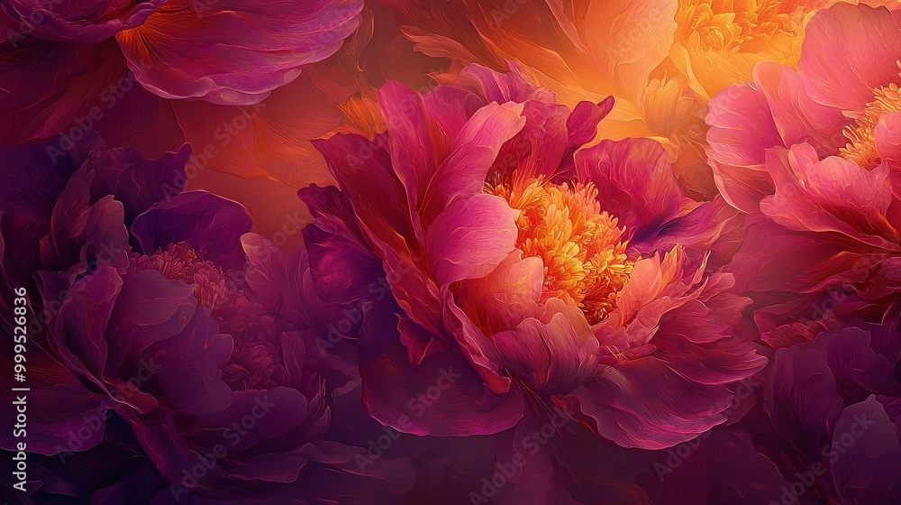 Obraz premium A red and yellow flower, surrounded by a group of blooms in the center of a photo