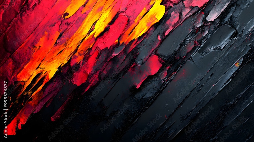 Layers of dark, rough textures interrupted by bright, bold streaks of ...