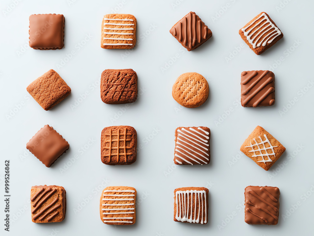Assorted baked cookies on a white background, perfect for dessert lovers. Assorted baked cookies on a white background, perfect for dessert lovers.