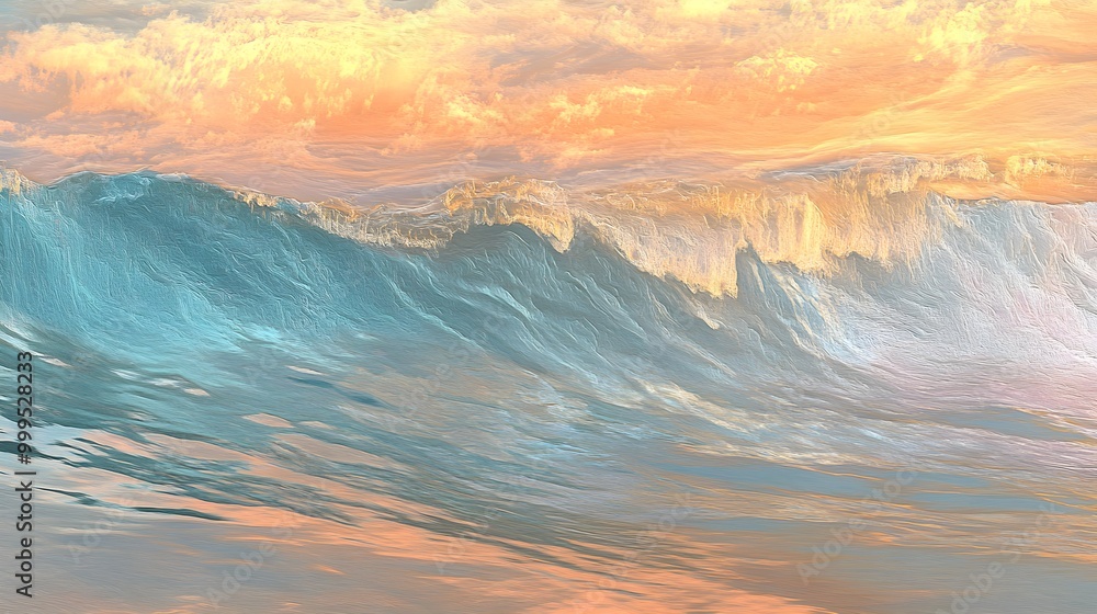 Soft waves of color blending into one another, evoking a peaceful ocean Soft waves of color blending into one another, evoking a peaceful ocean