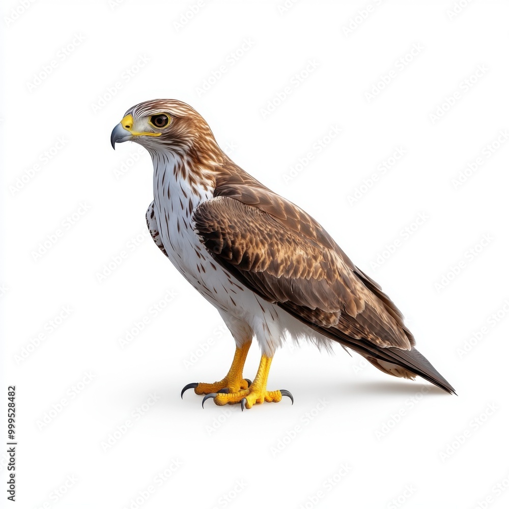 Obraz premium Crested Buzzard on White Background