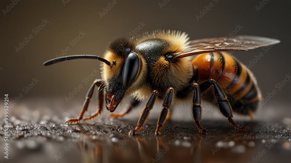 bee over a blurry background bee over a blurry background