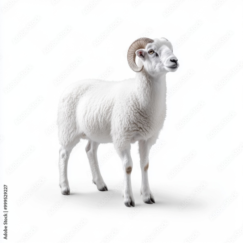 Obraz premium White Sheep on Clean Background in Artistic Style