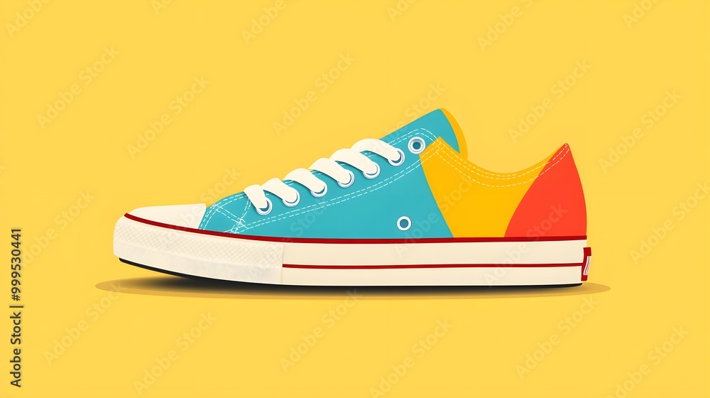 Nostalgic throwbacks footwear flat design, side view, early 2000s theme, animation, vivid Nostalgic throwbacks footwear flat design, side view, early 2000s theme, animation, vivid