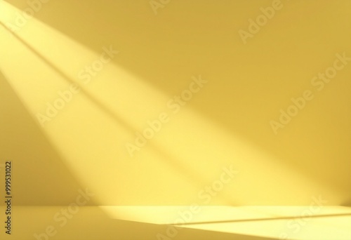 Obraz na płótnie Soft light shines through a window, casting a warm glow on a yellow wall. w salonie