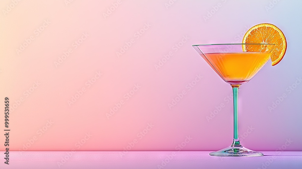 A zoomed-in image of a beverage inside a goblet with a wedge of an orange positioned on the edge of the glass A zoomed-in image of a beverage inside a goblet with a wedge of an orange positioned on the edge of the glass