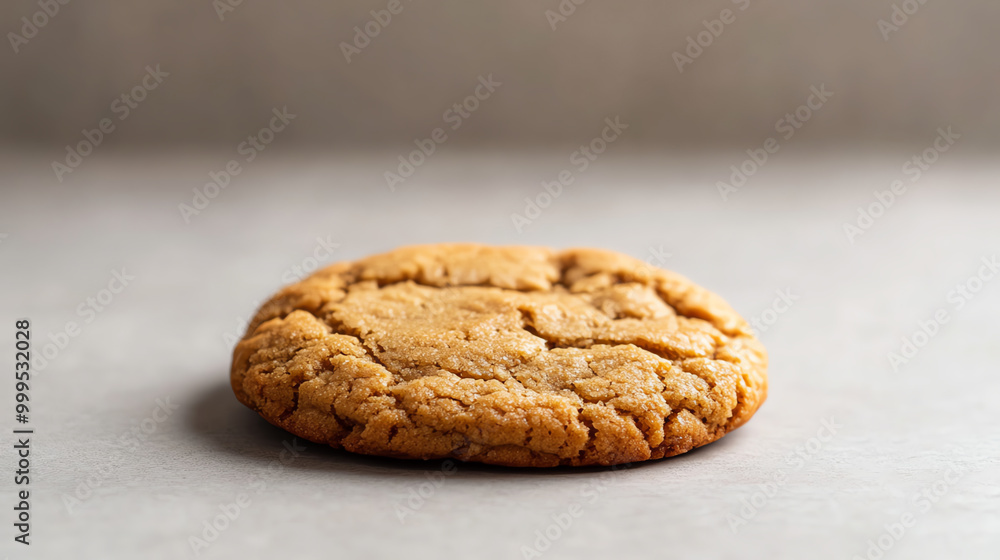 Single cookie on a light background, showcasing its texture and color. Single cookie on a light background, showcasing its texture and color.