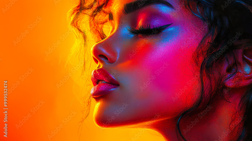 Colorful Retro-Styled Woman Illustration - Bright Edgy Female Portrait with Nostalgic Artistic Allure and Bold Colors Depicting Vibrant Beauty and Confidence Colorful Retro-Styled Woman Illustration - Bright Edgy Female Portrait with Nostalgic Artistic Allure and Bold Colors Depicting Vibrant Beauty and Confidence