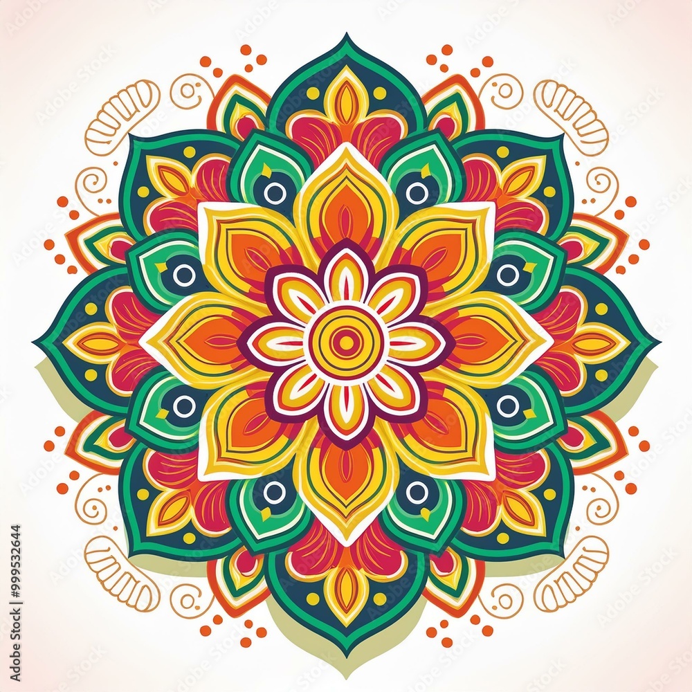 Mandala art design also called rangoli, decorative elements on white background Mandala art design also called rangoli, decorative elements on white background
