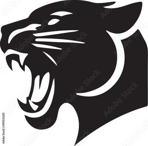 Black panther head icon silhouette vector  illustration 
 photo