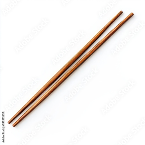 Wooden chopsticks isolated top view isolated on white background