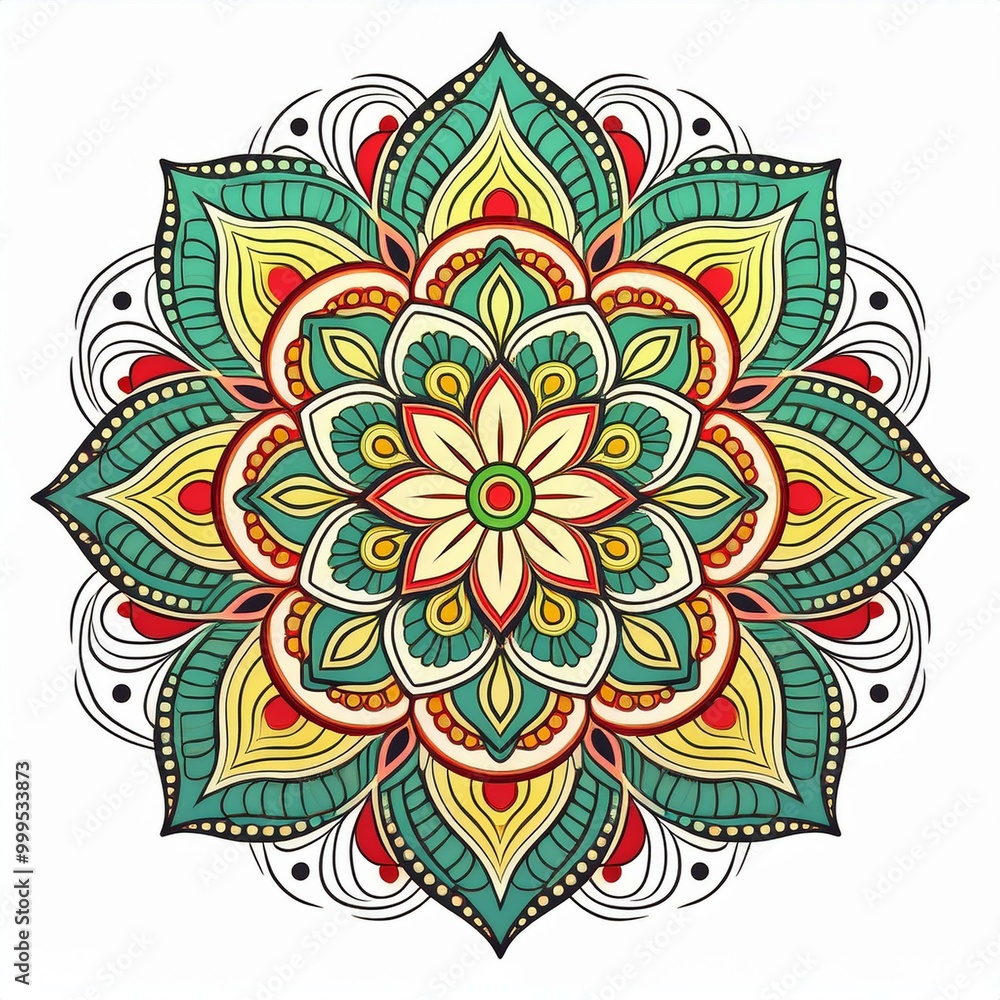 Mandala art design also called rangoli, decorative elements on white background Mandala art design also called rangoli, decorative elements on white background