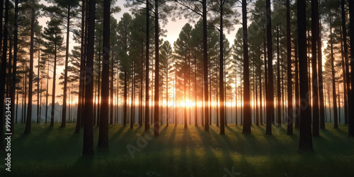 sunset in the forest