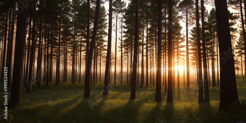 sunset in the forest
